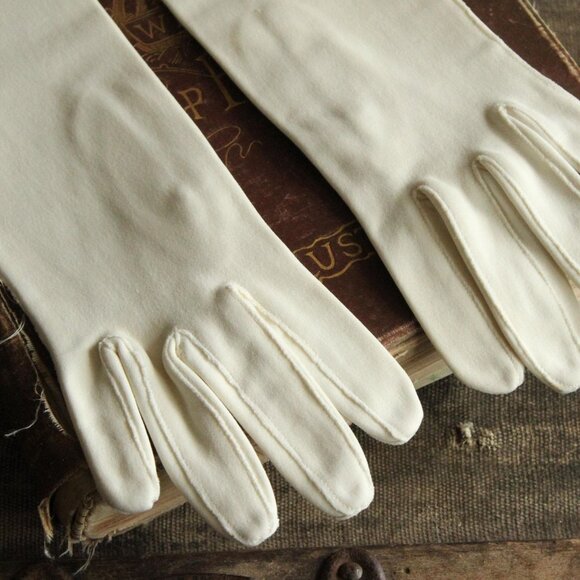 Vintage 1950s 1960s Gloves, White Opera Elbow Length - Picture 11 of 15